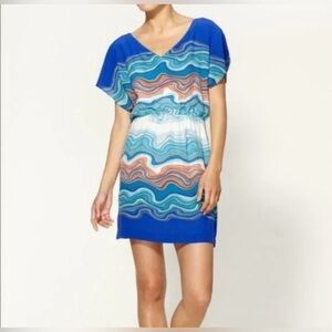 Trina Turk Caspian Agate Swirl Silk Dress